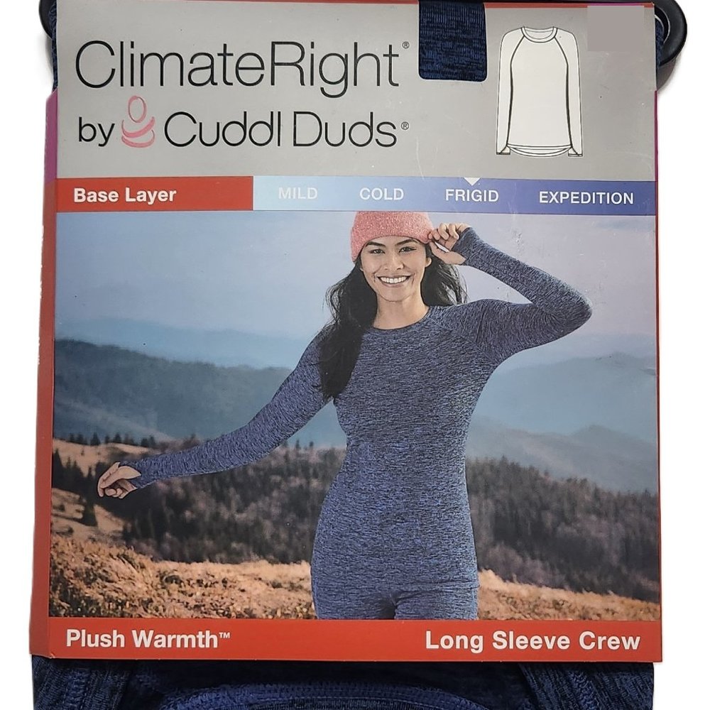 Climate Right Women's Plush Warmth Long Sleeve Crew - Size XS - Blue Denim